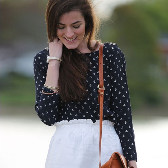 J. Crew - 100% Silk Anchors Aweigh Scoop Neck Blouse - Picture 6 of 7